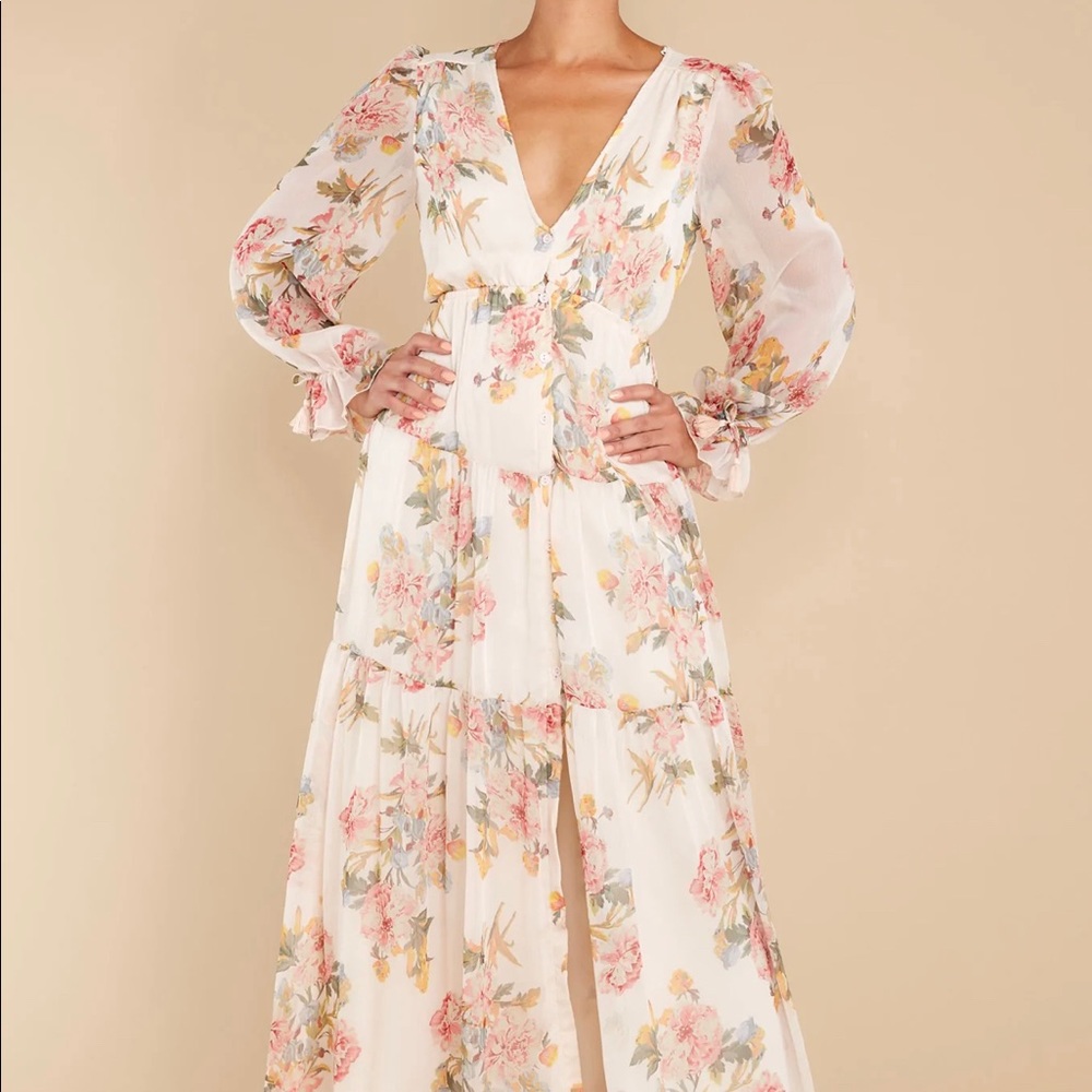 Enchanting Looks Blush Floral Print Maxi Dress
